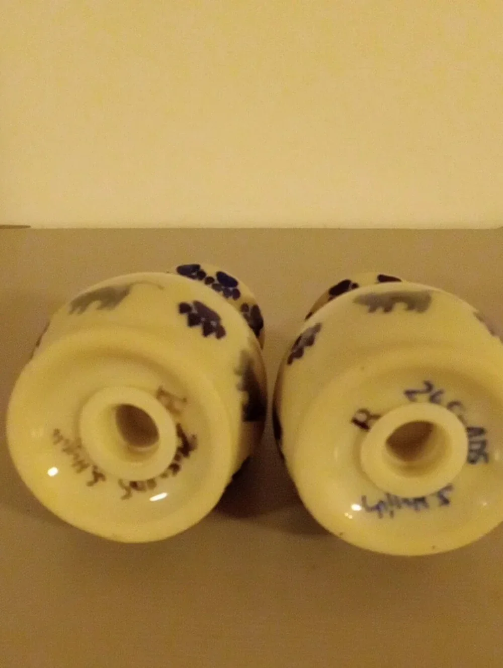 Polish Pottery Ceramic Blue and Gray Cat Print Salt & Pepper Shakers NWOTS